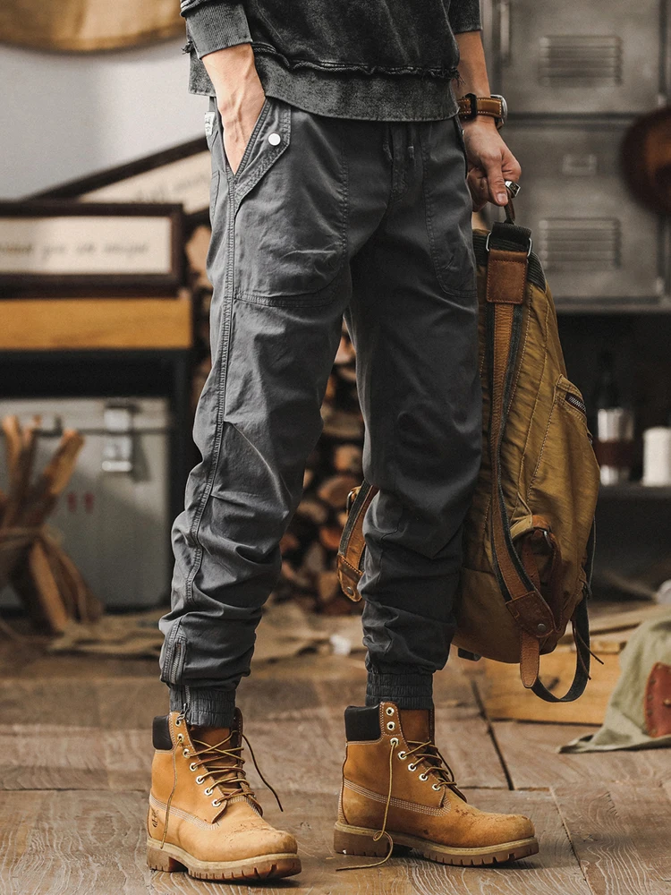 

Американские винтажные рабочие брюки, мужские свободные прямые брюки, осень-весна, повседневная модная брендовая эластичная талия