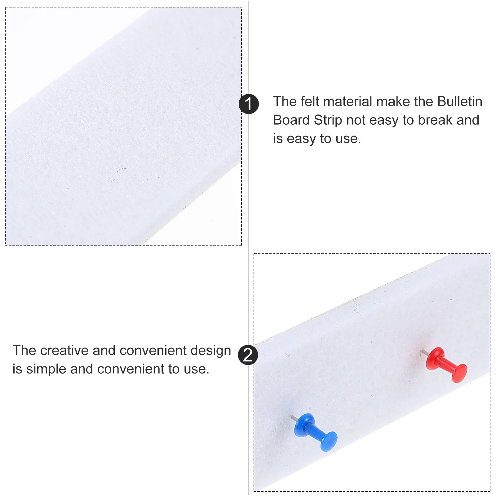 1Set Felt Bulletin Board Strip Adhesive Mounted Small Bulletin Boards for Wall Study Organization Planning Decor