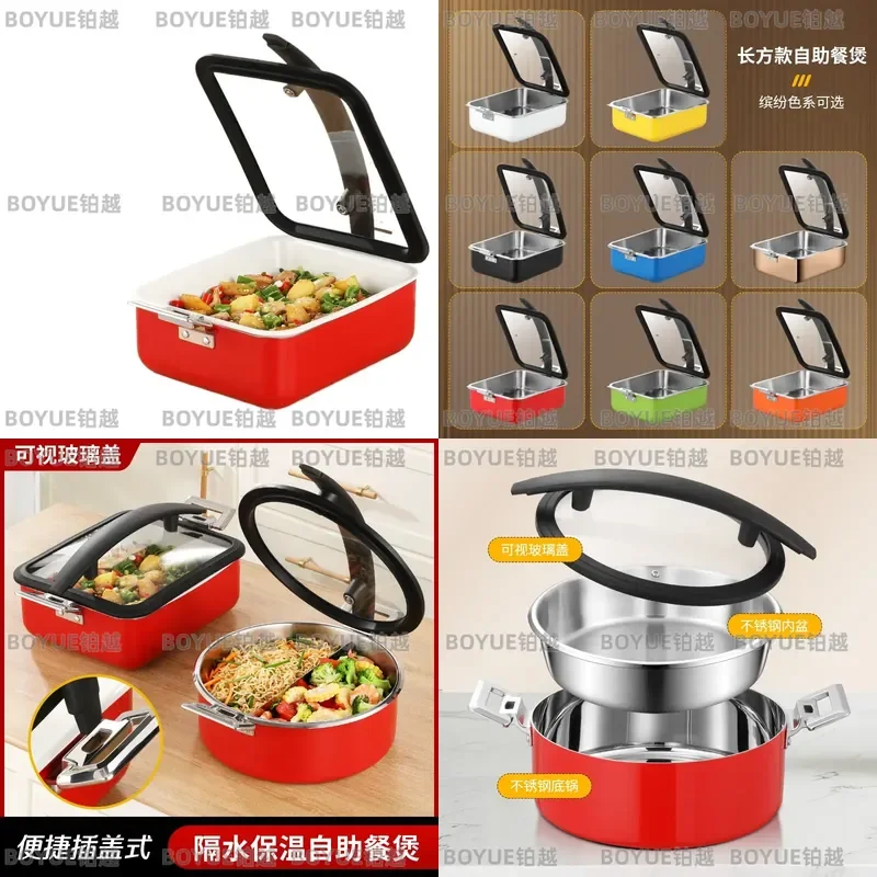 Stainless Steel Electric Buffet Warmer Rectangular Commercial Food Heater Insulated Pot for Hotel Breakfast Service