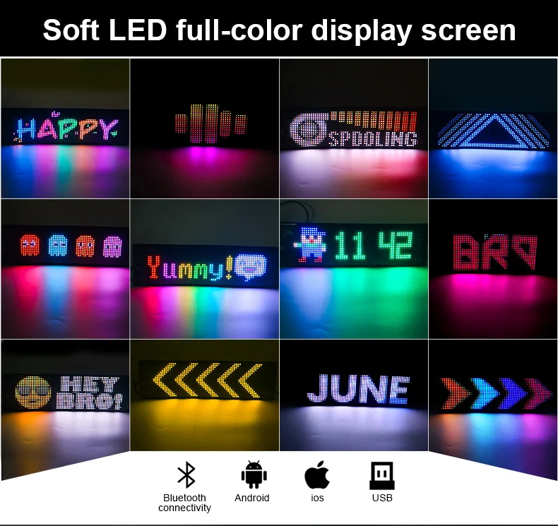 1/2 Stück Teufelsaugen-Licht USB-betriebenes LED-Matrix-Panel DIY Programmierbares Flexibles LED-Display mit App-Steuerung für Auto-Windschutzscheiben – Detail 13