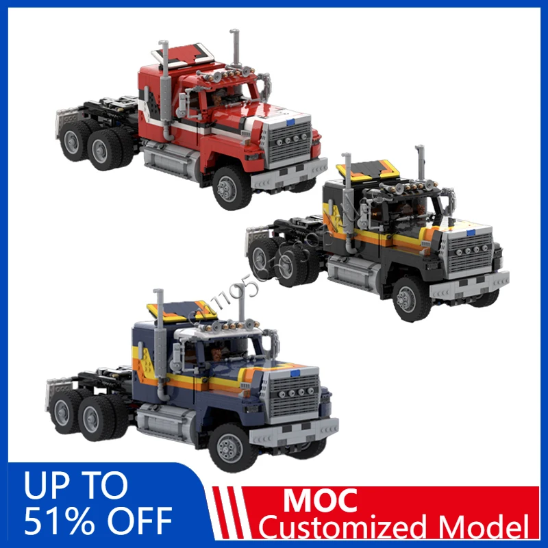 

Customize Brick LTL 9000 6x6 Black And Red 9000 6x6 Sleeper Edition Transport Truck Children Assembly Learning Toy Festival Gift