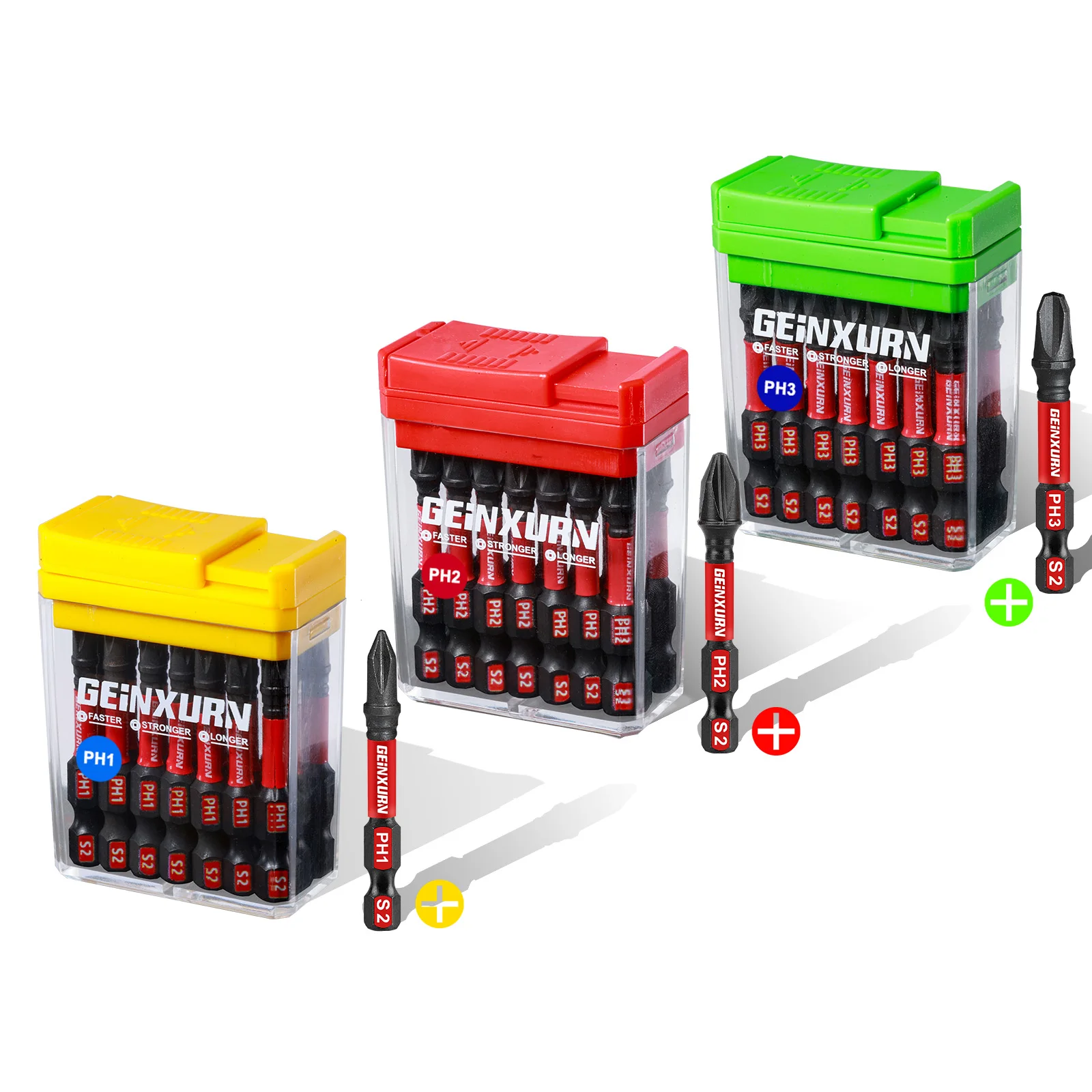 

Geinxurn Impact Phillips Screwdriver Bits Set,45 Pcs 2" Magnetic(PH1/PH2/PH3) S2 Steel Driver Bits with Storage Colorful Box