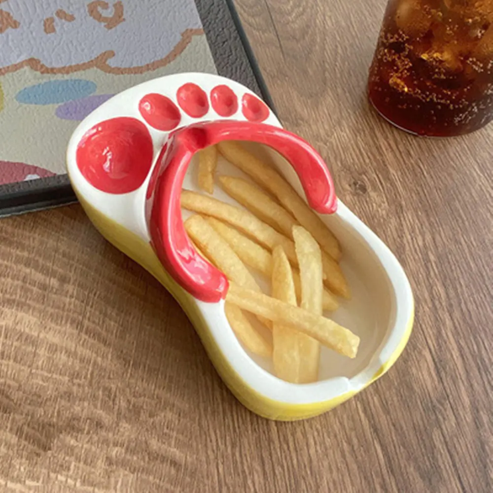 Novel French Fries Plate Creative Funny Slipper Shaped Ceramic Food Boats French Fry Cup Holder For Restaurant Party Home