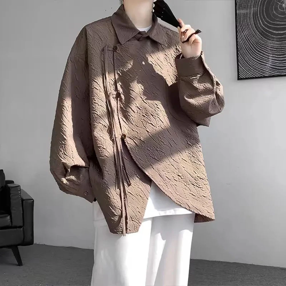 Mens Shirt New Chinese Texture Long Sleeved Shirt Autumn Casual Design Ins Trendy Brand Fashion Top Men's Clothing Unisex 2024