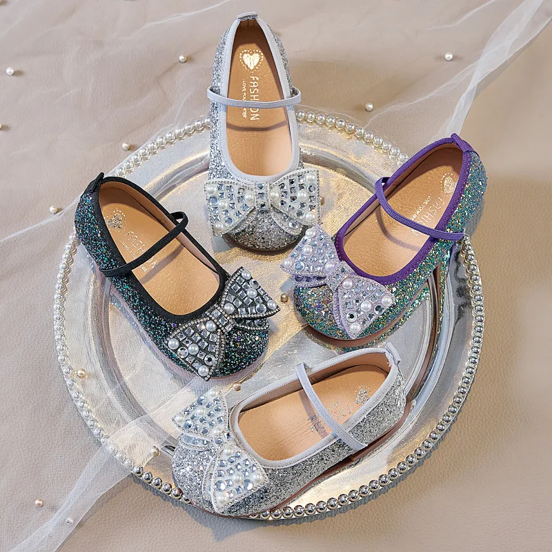 Loafers Child Soft Sole Dancing Party Princess Footwear Mermaid Purple Glitter Ballet Shoes Kids Girls