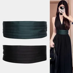 Wide Elastic Waist Belt for Women Fashion Fabric Dress Belts Black Red Corset Cincher Waistband for Ladies Cinto Feminino