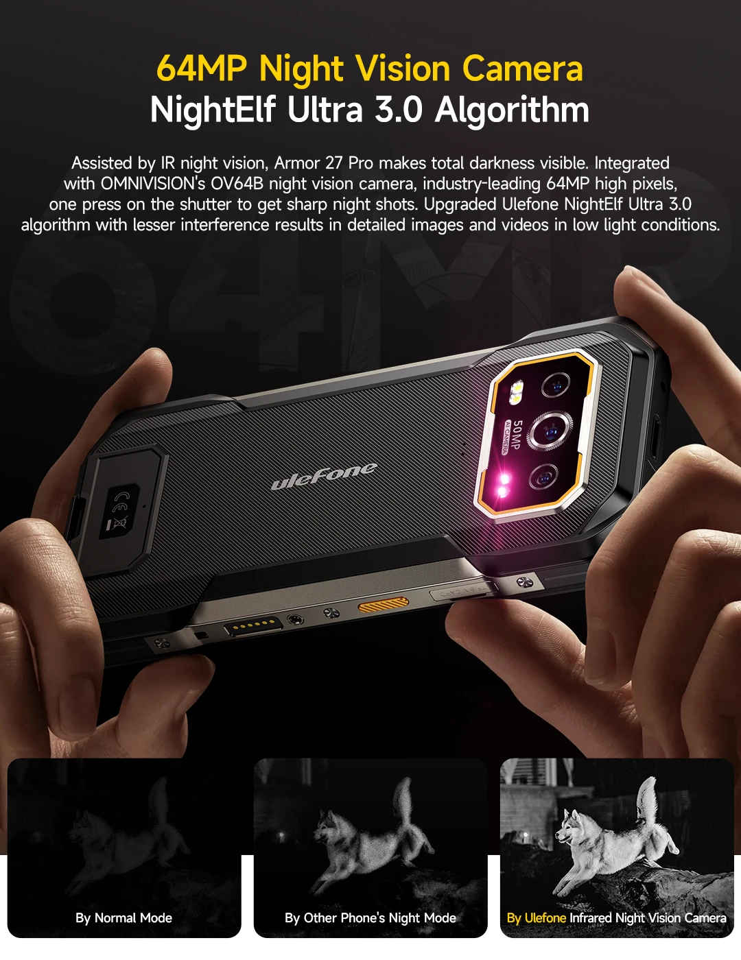 Ulefone Armor 27 Pro 5G Rugged Phone 10600mAh Smartphone 50MP Camera 64MP Night Android 15 Up to 24GB+256GB NFC Waterproof Phone