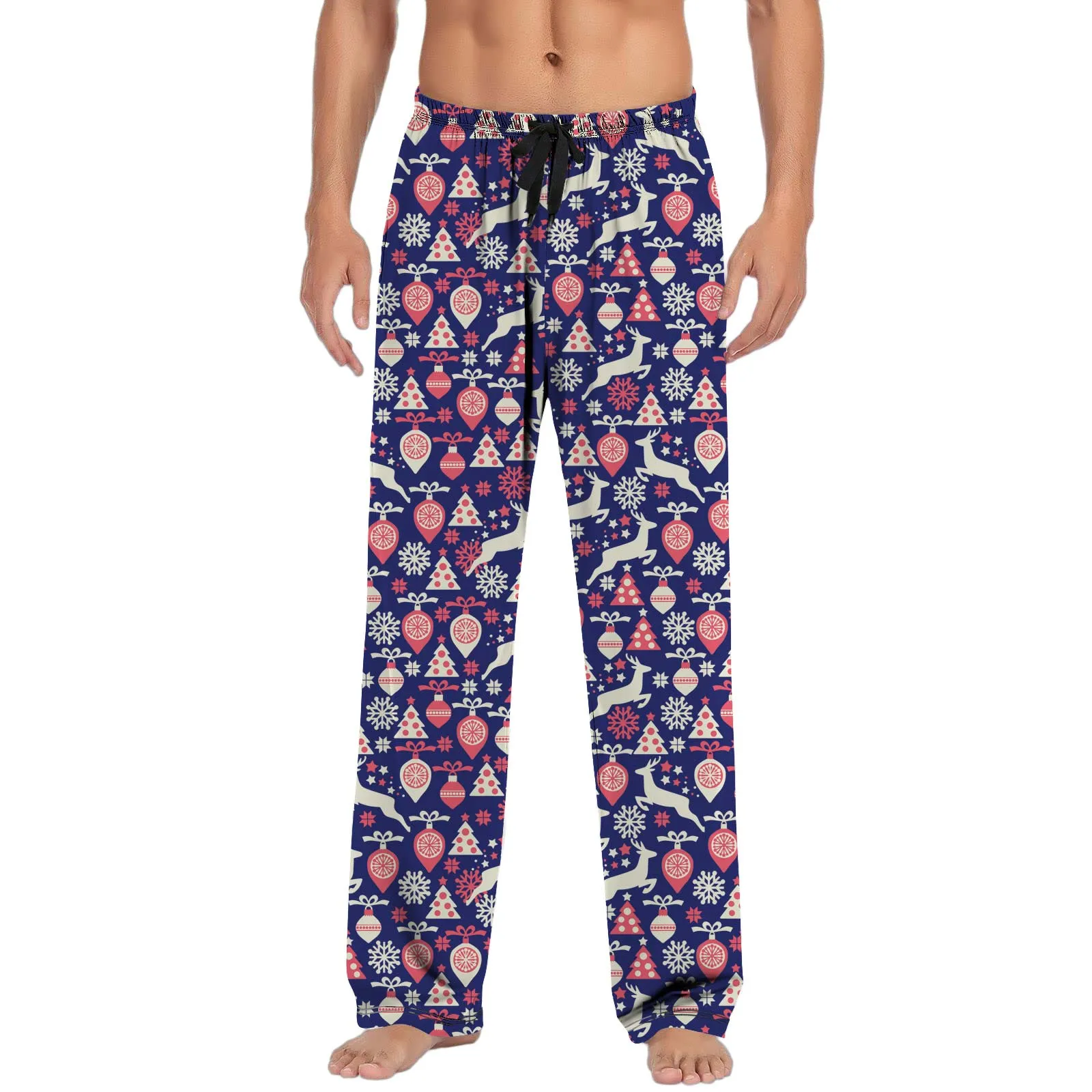 Pantalones de Feliz Navidad para hombre, pantalones de pijama con estampado navideño de ciervo feo, pantalones cómodos de gimnasio para Año Nuevo, pantalones para correr de gran tamaño para hombre, ropa de dormir