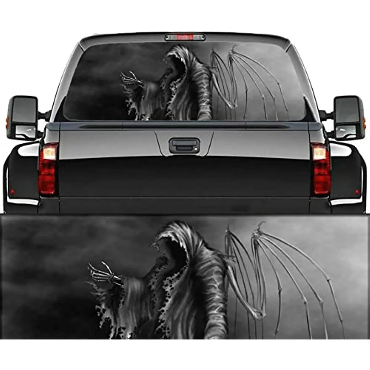 

CUSENA Rear Window Truck Decal Sticker Grim Reaper Car Window Graphic Decal Flower Perforated Vinyl Window Back Decal for Truck