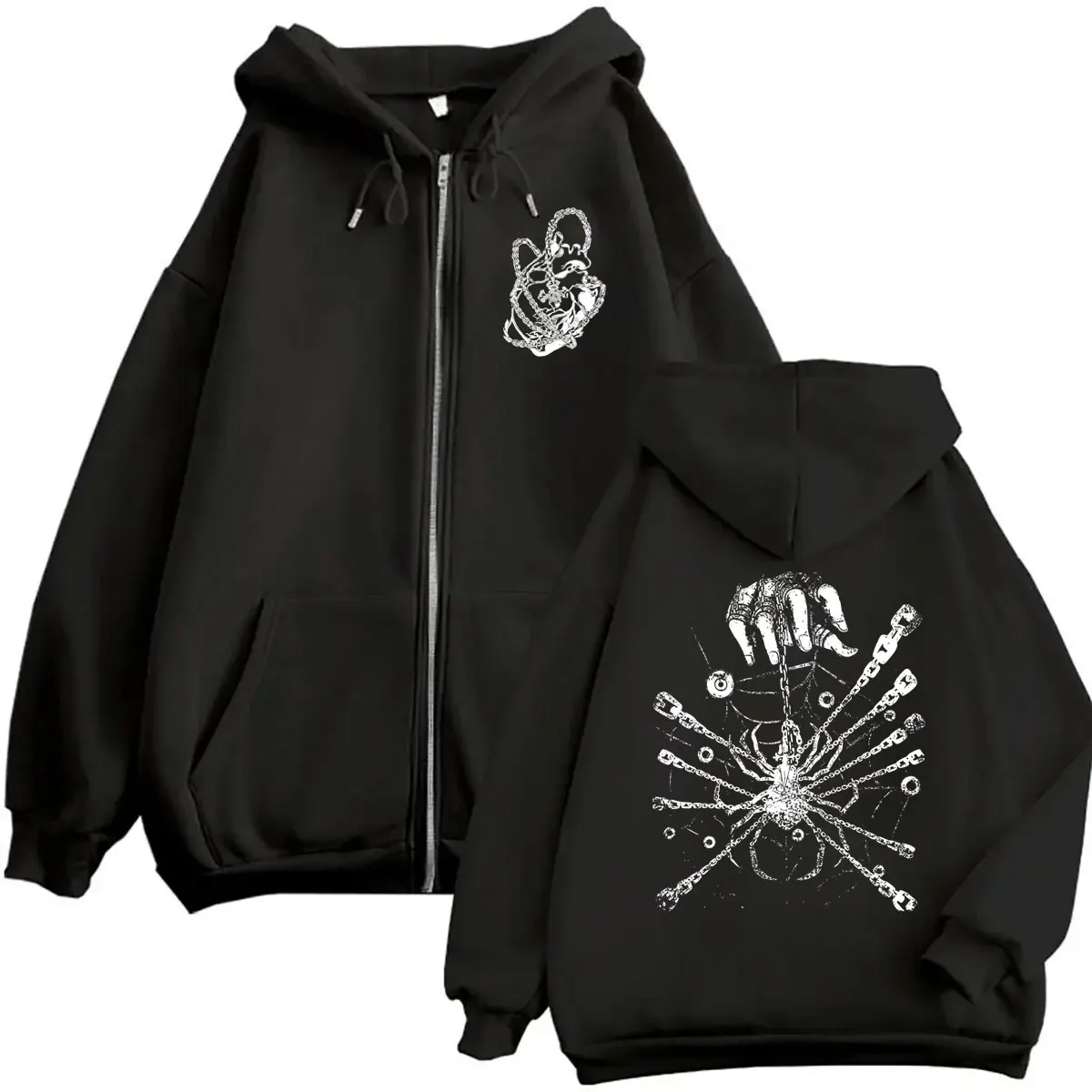 Anime Hunter X Hunter Kurapika Judgment Chain Reißverschluss-Hoodie für Herren und Damen Manga Oversized Streetwear Vintage Zip-Up Jacke Mantel – Detail 2