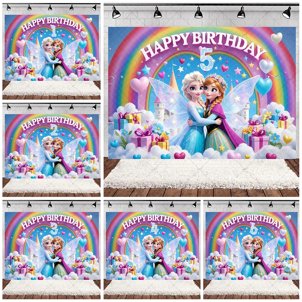 

Frozen Elsa Anna Princess Theme Customized Number Backdrop Girl Birthday Party Decorations Baby Shower Supplies Photo Prop Gifts