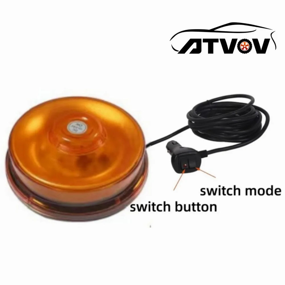 

ATVOV 9-30V LED Emergency Strobe Safety Warning Traffice Light Flashing Beacon Rotating Police Lamp Magnetic Base Truck Tractor