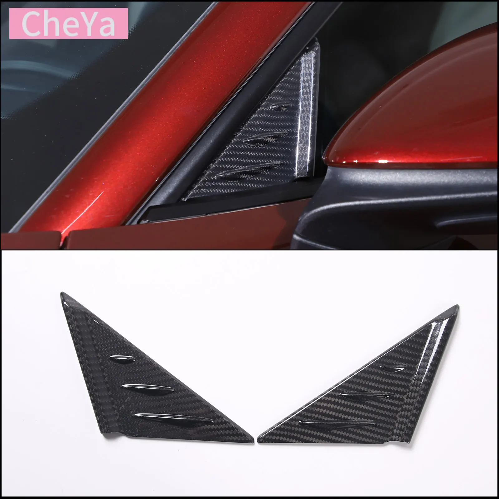 

Real Carbon Fiber Car A Pillar Rearview Mirror Side Triangle Spoiler Trim Cover for Porsche Taycan 2019-2022 Exterior Accessorie