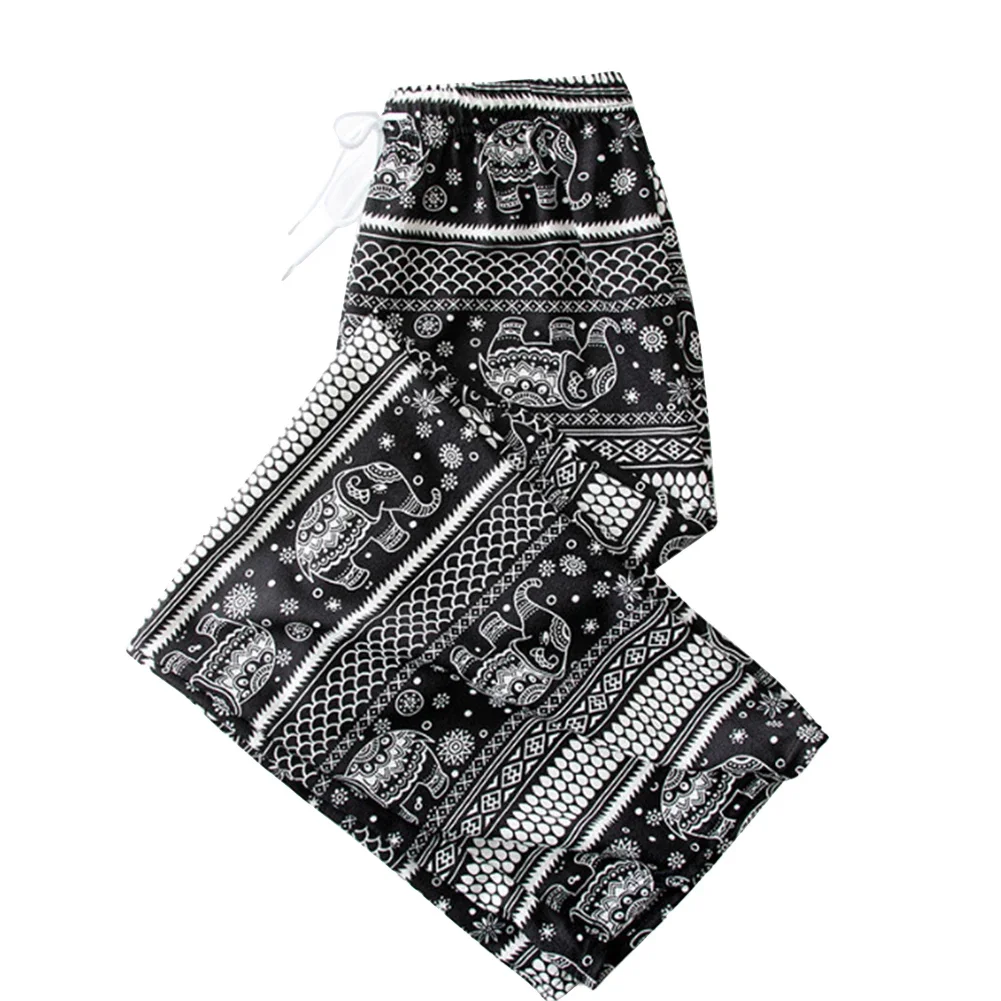 

Soft And Comfortable Women's Elephant Print Ethnic Pants With Wide Leg And Elastic Waist Perfect For Daily Wear