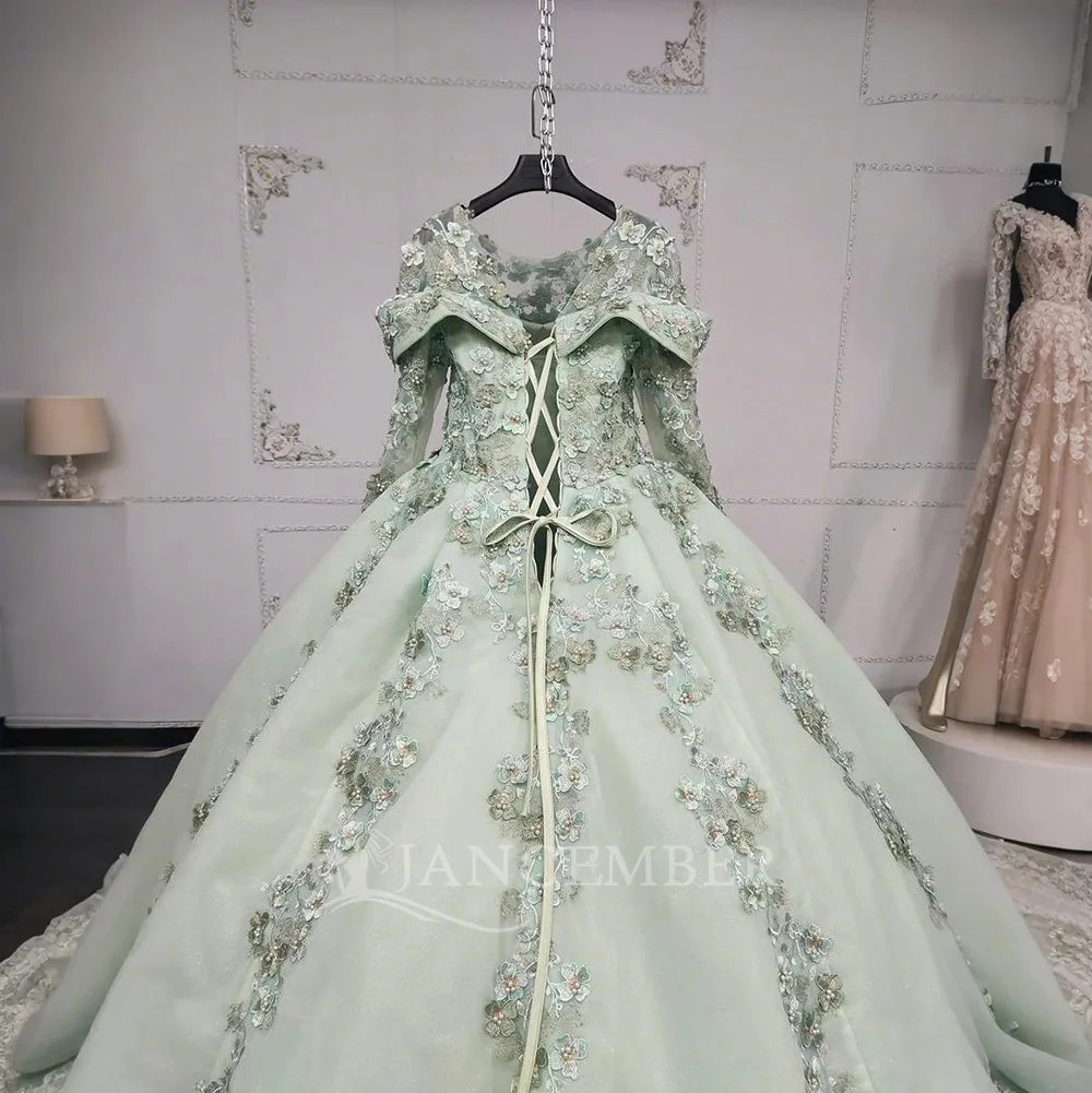 فستان Quinceanera سباركلي حلو 16 ثوب حفلة بأكمام طويلة خرزة لامعة ترتر ذهبي مزين بفيستدوس دي XV Anos مخصص #6