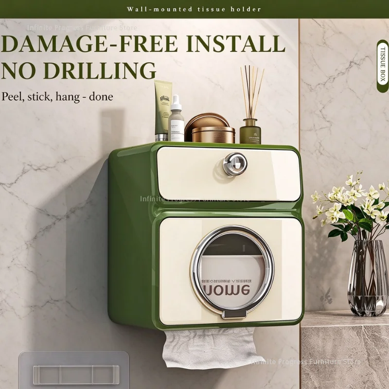 Wall-mounted Bathroom Waterproof Storage Box Toilet Tissues Toilet Paper Holder Toilet Paper Box Kitchen Storage MH40ZJH