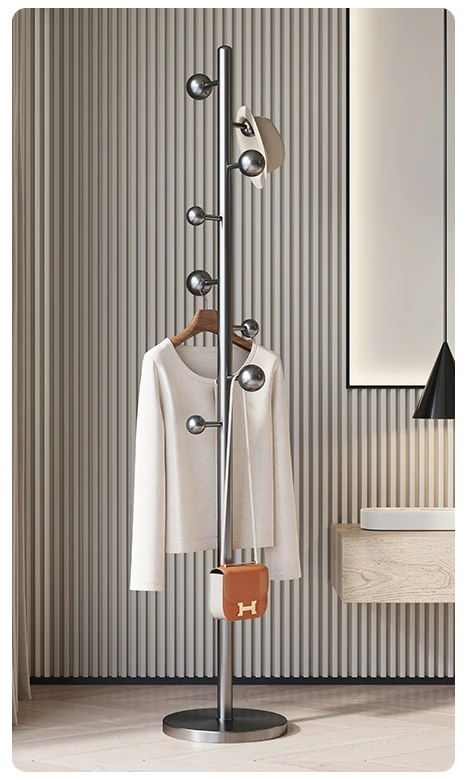 Bedroom floor hanger household living room luxury stainless steel coat rack simple cloakroom room clothes rack