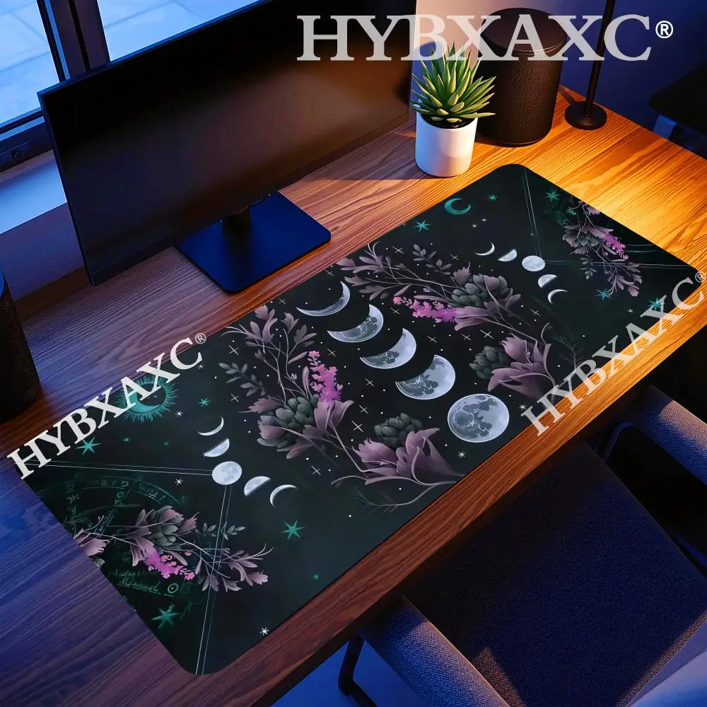 

HYBXAXC Moon Flowers Mouse Pad Large Desk Accessories Desk Pad Rubber Base with Stitched Edge Non-Slip Mousepad for Office
