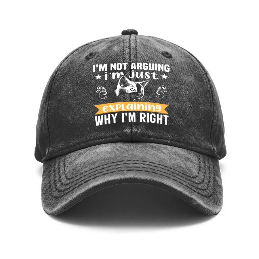 1 Vintage Washed Unisex Baseball Cap with a Fun Cat Graphic 