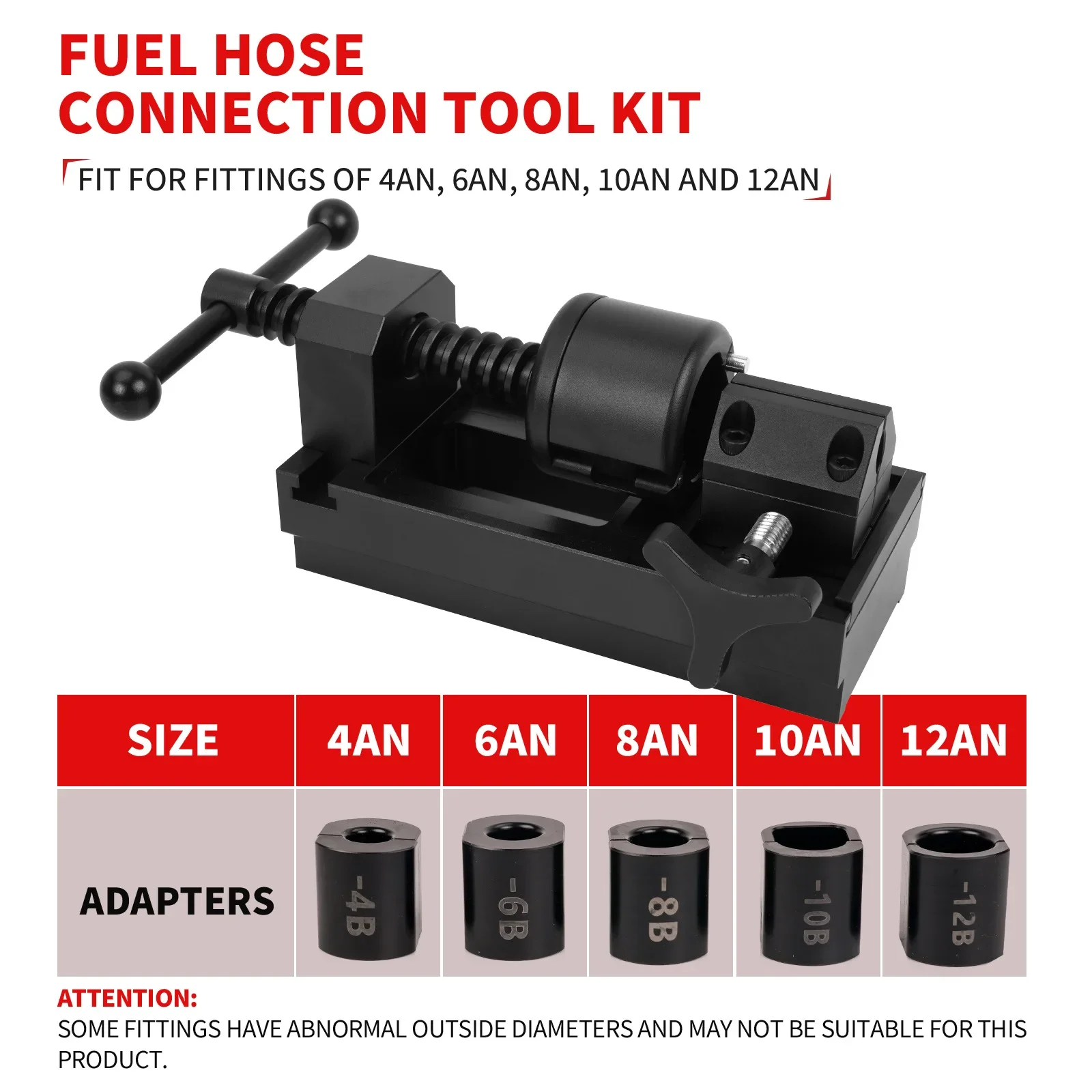 

Fuel Line Fittings Installation Tool Kit, Aluminum Alloy Rotary Fuel Hose Connection Bracket For 4AN 6AN 8AN 10AN 12AN Connector