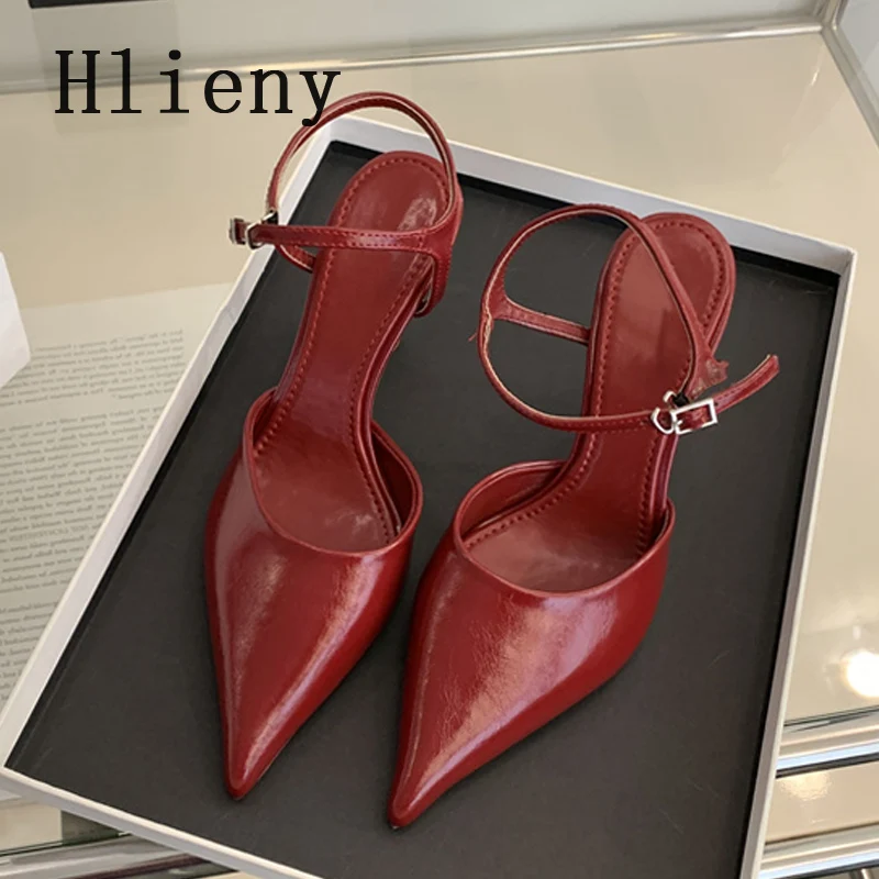 Hlieny Fashion Buckle Strap Women Pumps Sexy Pointed Toe Thin High Heels Sandals Fashion Wedding Party Mule Shoes  Zapatos Mujer