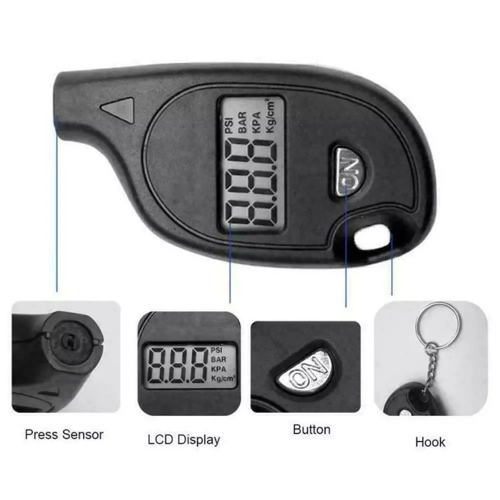 Mini Keychain Style Digital Tire Gauge LCD Display 2-150 PSI Car Tyre Air Pressure Tester Meter for Car Auto Motorcycle