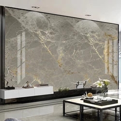 Benutzerdefinierte 3D Tapete Moderne Goldene Grau Marmor Wandbild Wohnzimmer TV Sofa Luxus Wohnkultur Wand Malerei Papel De Parede Fresken