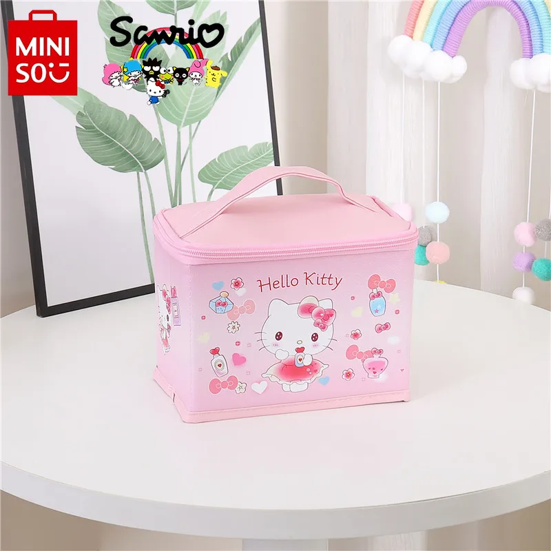 Miniso Sanrio-Bolsa de maquillaje para mujer, bolso de lavado de alta calidad, informal, de dibujos animados, de gran capacidad, de almacenamiento