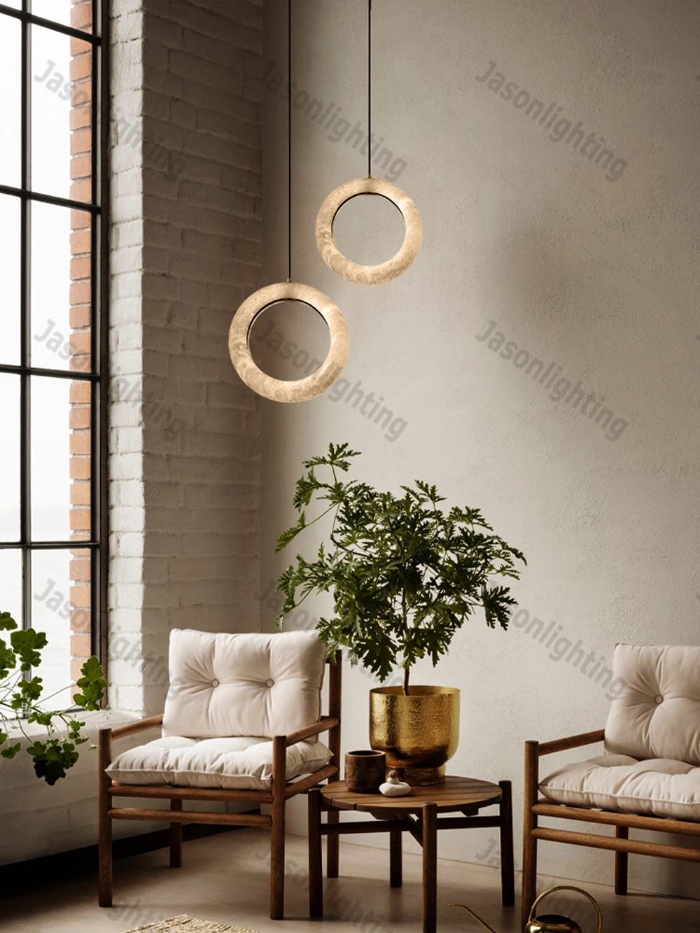 LED Postmodern Natural Marble Circle Chandelier