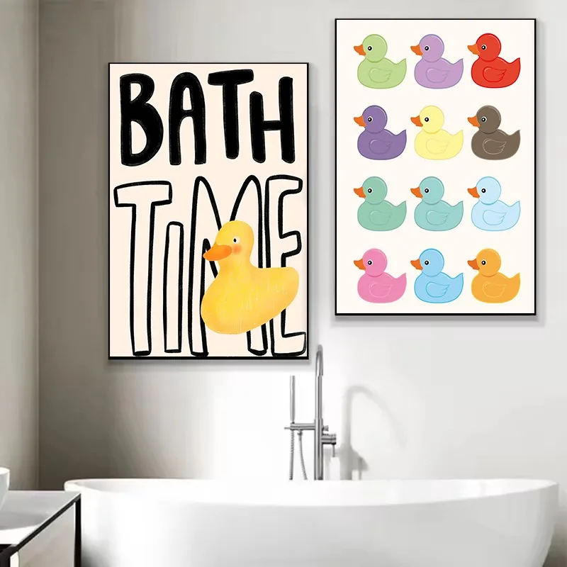 مضحك الحمام المطاط بطة غسل يديك ملتوي يقتبس المشارك حائط لوح رسم الفن صور ديكور المنزل المرحاض #3