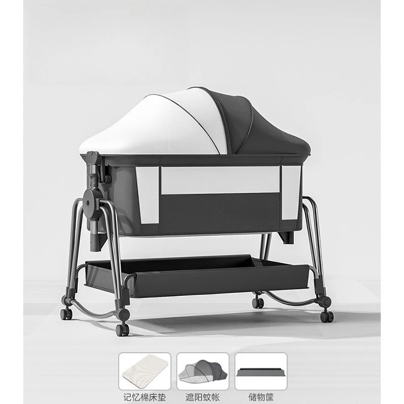 Crib removable foldable portable cradle multifunctional bb bed newborn splicing bed