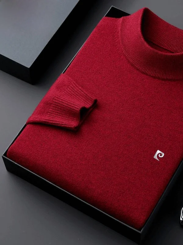 

Мужской шерстяной свитер Pierre Cardin с высоким воротником, осенне-зимняя новинка, однотонный, высококачественный вязаный свитер