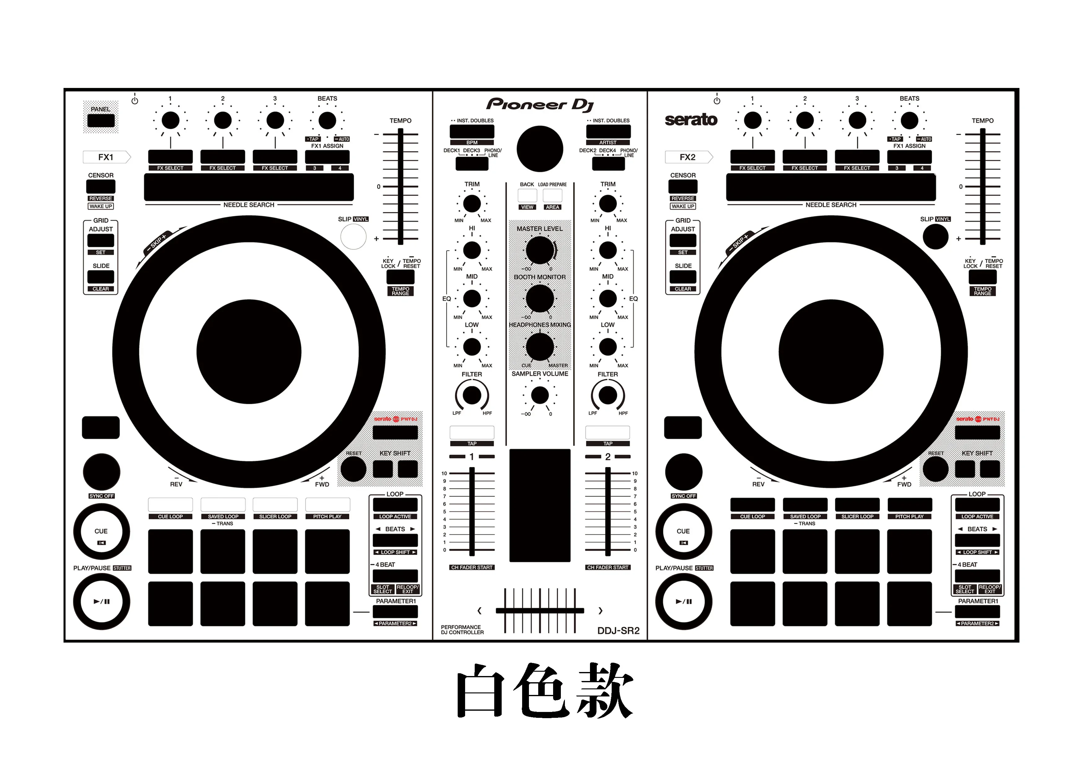 Pioneer DDJ-SR2 Controller Panel Film. Disc Player Personalized Colorful Sticker, Not Ironing Plate