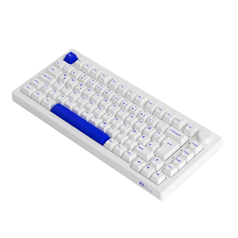 Akko 5075B Plus Blue on White 75% ISO-DE Layout Mechanical Gaming Keyboard Hot-swapple Multi-Modes 2.4GHz /USB Type-C/BT 5.0