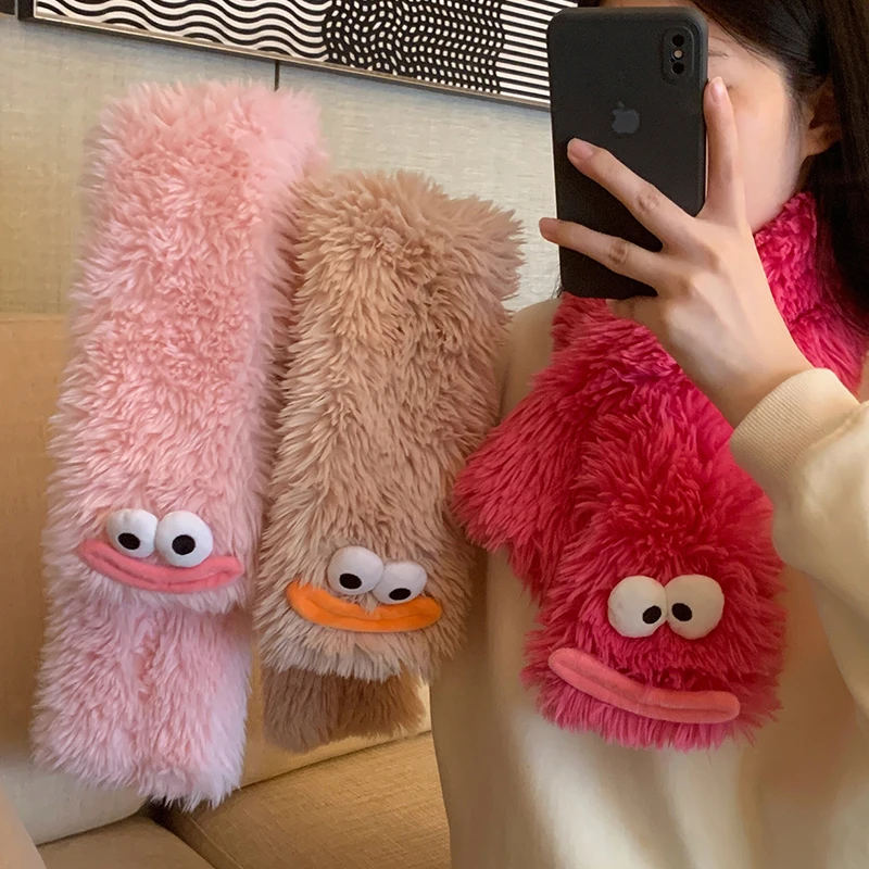 

Ugly Cute Little Monster Scarf for Kids Girls Korean Version Cute Fur Neck Winter Funny Fur Neck Winter Warm Scarf for Women