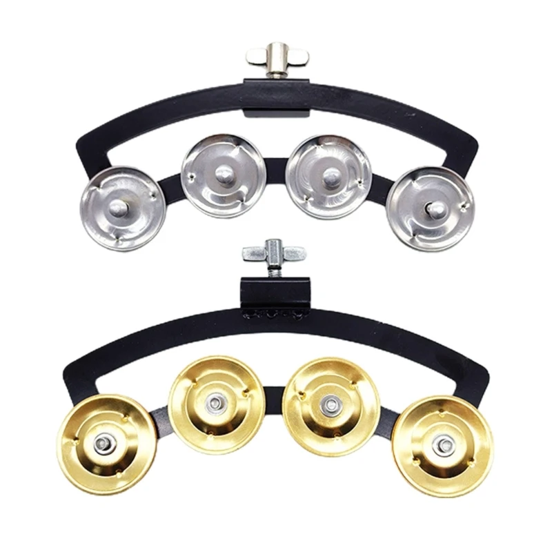 

Mountable Tambourine Hand Bells Rattle Single Row Bells Handheld Percussion Snares Tambourine for Drummers Guitarists