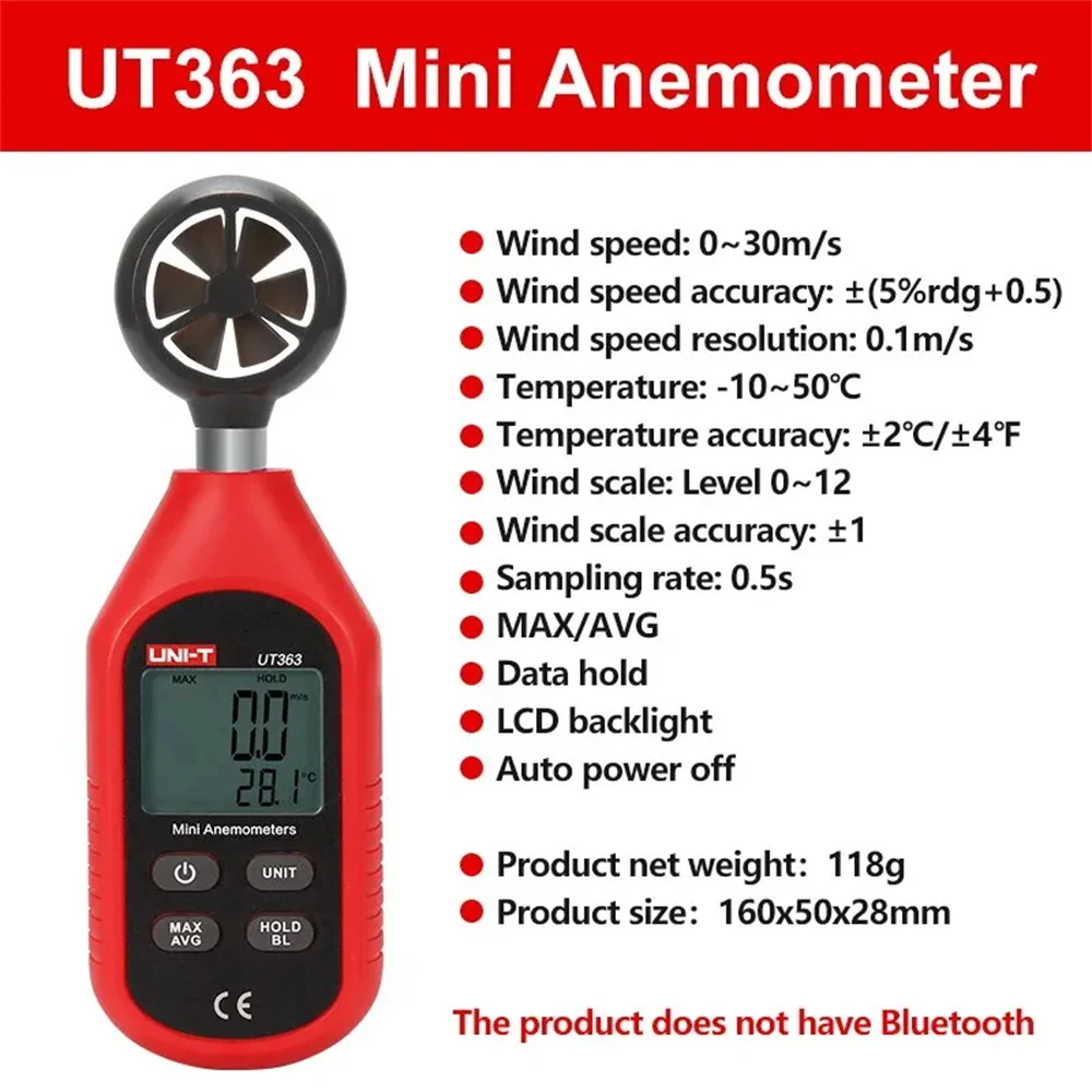 مقياس شدة الريح الرقمي UNI-T ، UT363 ، UT363BT ، مقياس سرعة الرياح ، جهاز اختبار درجة الحرارة الاحترافي ، جهاز اختبار تدفق الهواء