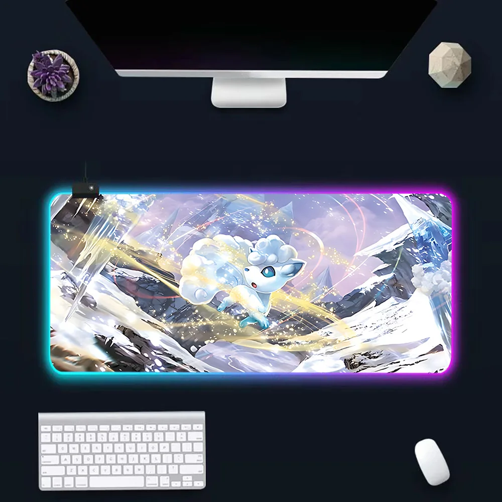 Cartoon C-Charmanders RGB PC Gamer Teclado Mouse Pad, LED Glowing Mouse Mats, Rubber Gaming Computer Mausepad, moda