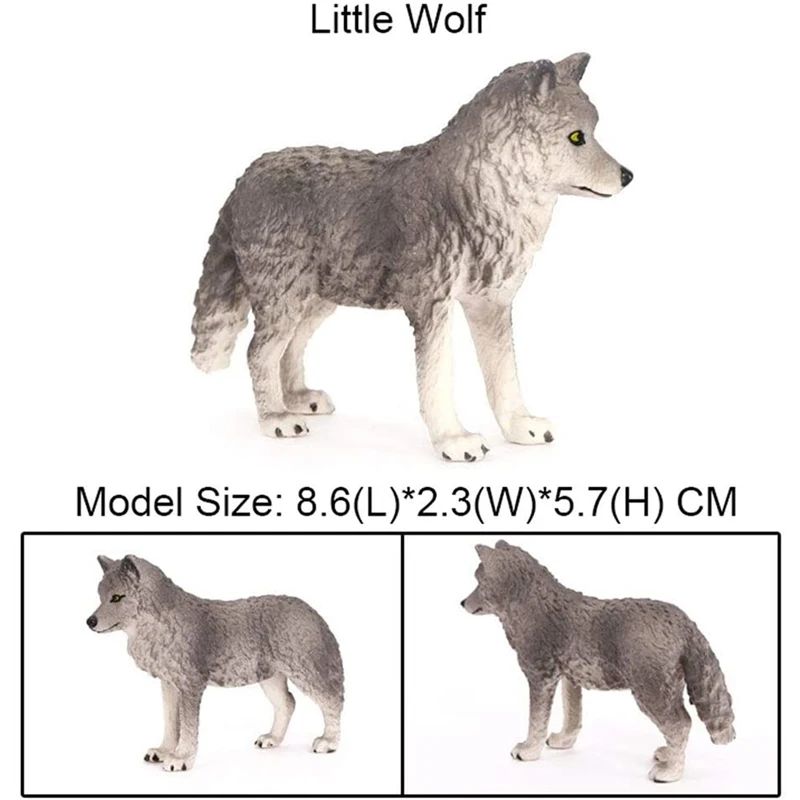 6 Pcs Realistic Plastic Wolf Figurines Action Model Mini Wild Animals Toy Learning Educational Decoration Toys