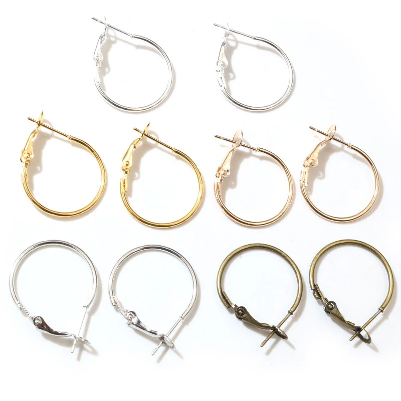 20pcs/Lot 15mm 20mm 25mm 30mm 5colors Plated Circle Round Hoop Round Big Circle Hoop Earrings DIY Women Jewelry Making