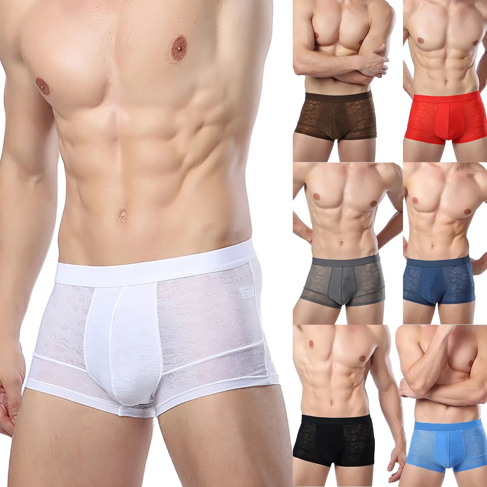 

Basic Casual Solid Boxer Briefs Men Elastic Waist Soft Comfortable Panties Underwear Fashionable Breathable Pantyhose