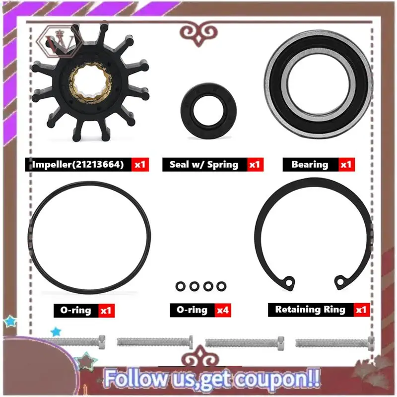 

A57E-Комплект водяного насоса для Volvo Penta Raw Water Sea Pump, комплект для восстановления, уплотнение крыльчатки 21212799 3812519