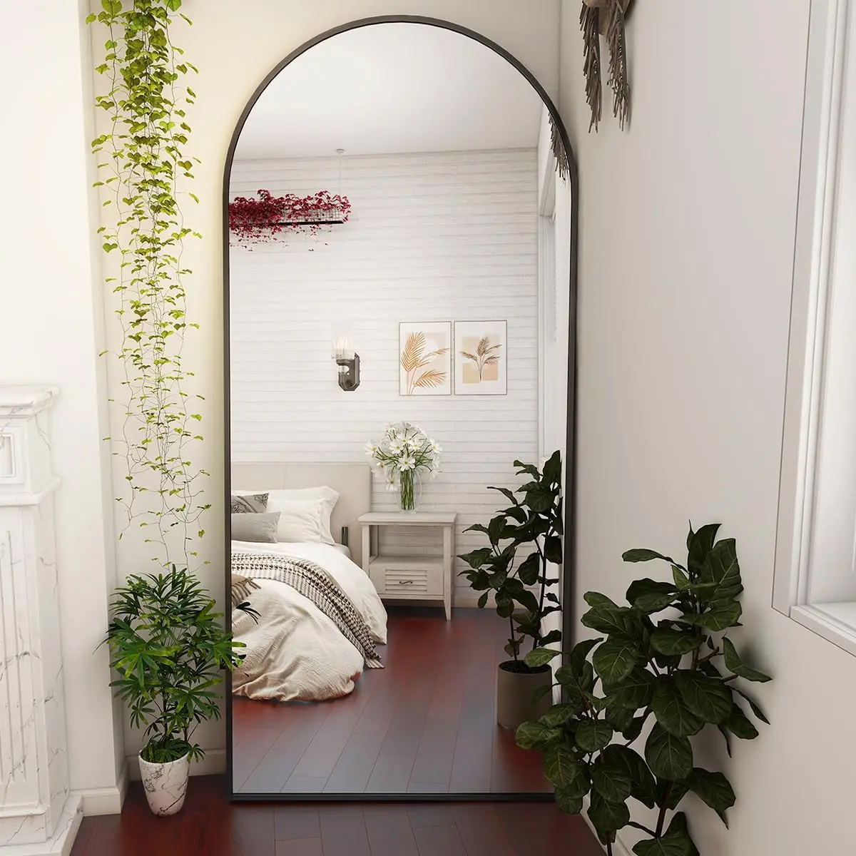 71"x26" Arch Full Length Mirror, Wall Mirror Floor Mirror with Stand Hanging or Leaning, Aluminum Alloy Frame Full Bo