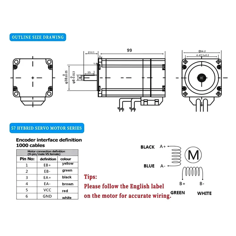 High Precision 57HSE2.2N.m Nema23 Closed Loop Stepper Motor+HBS57S Hybrid Servo Driver Kit for CNC Router 3D Printer