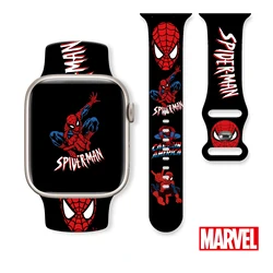 Disney homem-aranha pulseira impressa para apple watch 9 8 7 se 6 pulseira de silicone substituível para iwatch 45mm 44mm 42mm 41mm