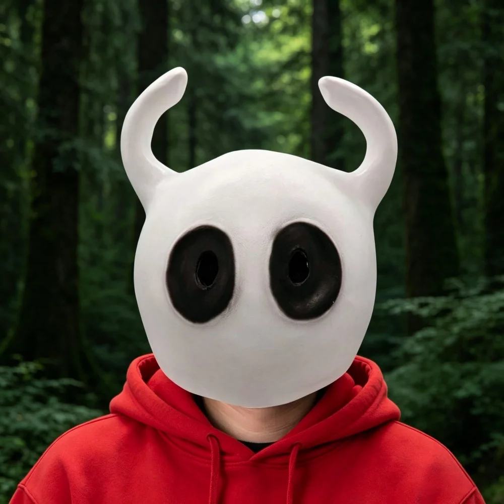 Knight Mask - An Interesting Halloween White Cartoon-Style Devil-Shaped Mask Suitable for Game Parties and Cute Cosplay Costume