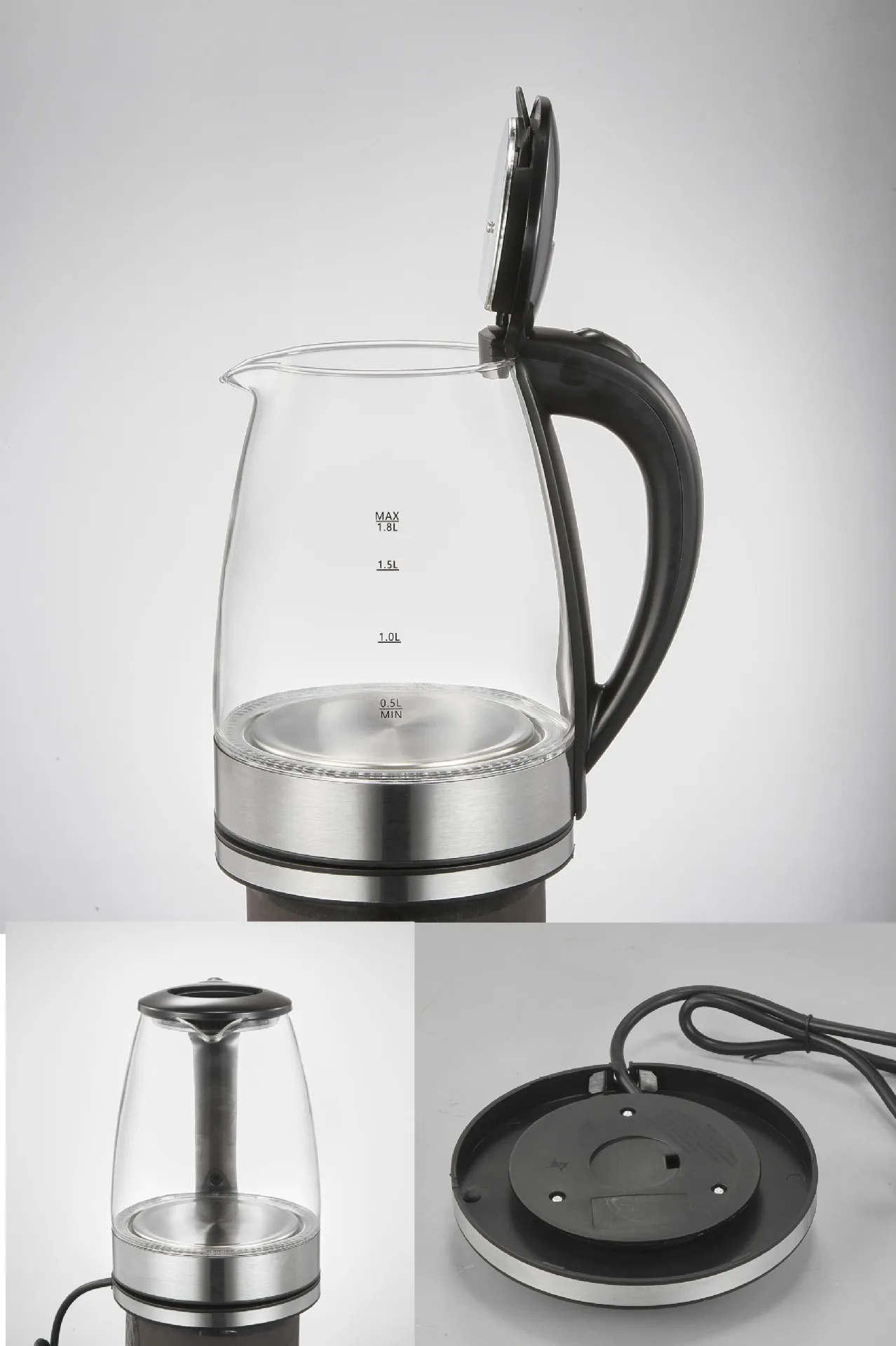 Glass Electrothermal Cup 1.8L Kettle Home Use Making Tea 1500W with Boil-Dry Protection Fast Boiling Portable Instant Heater