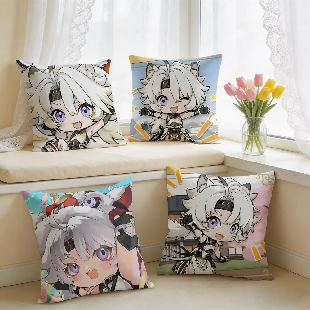 Wuthering Waves Lingyang Cushion Cover Square Short Plush Pillow Case Living Room Sofa Home Decor Funda 40X40
