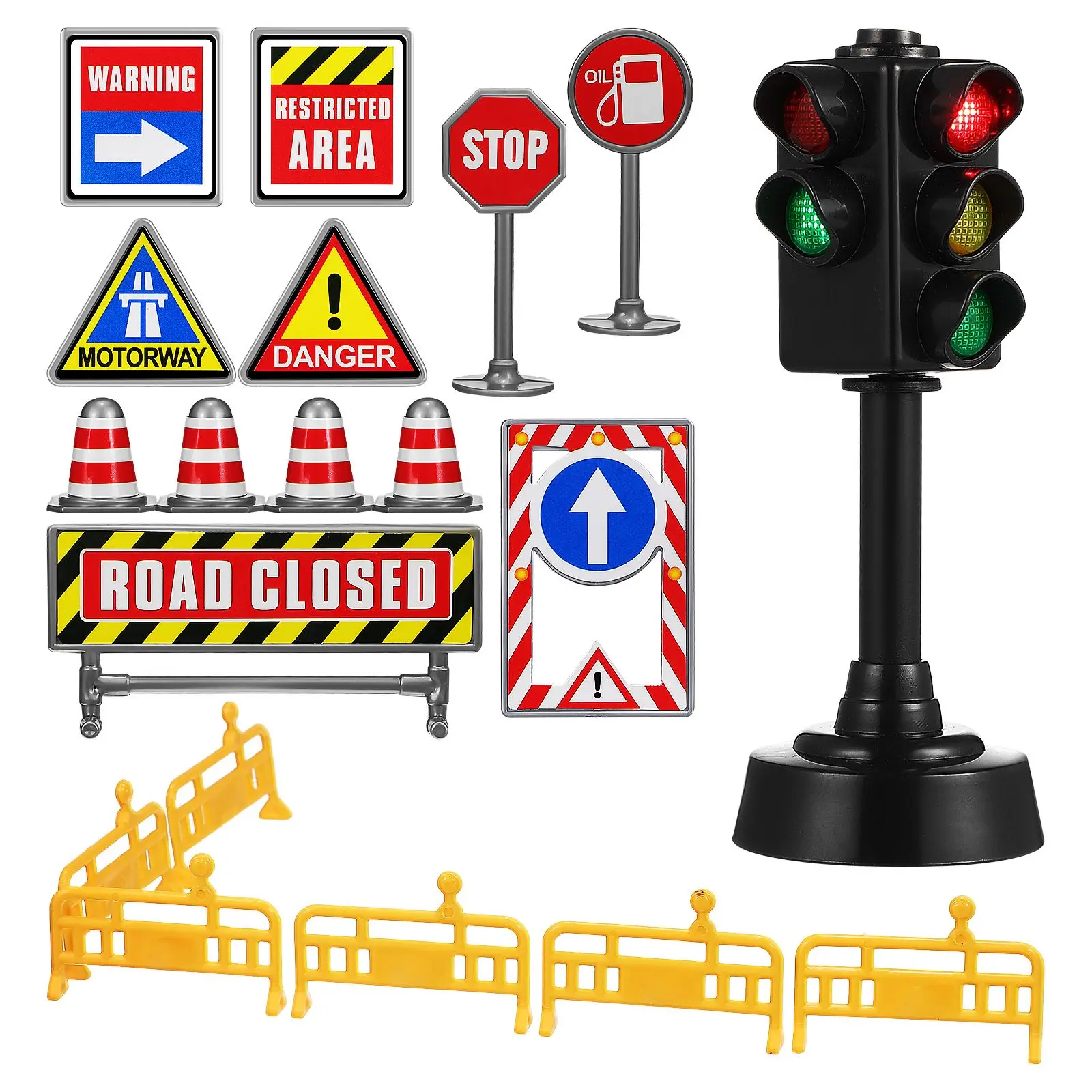 1 Set Traffic Signs Mini Traffic Cones Traffic Light Road Signs Traffic Light Lamp Early Education Toys