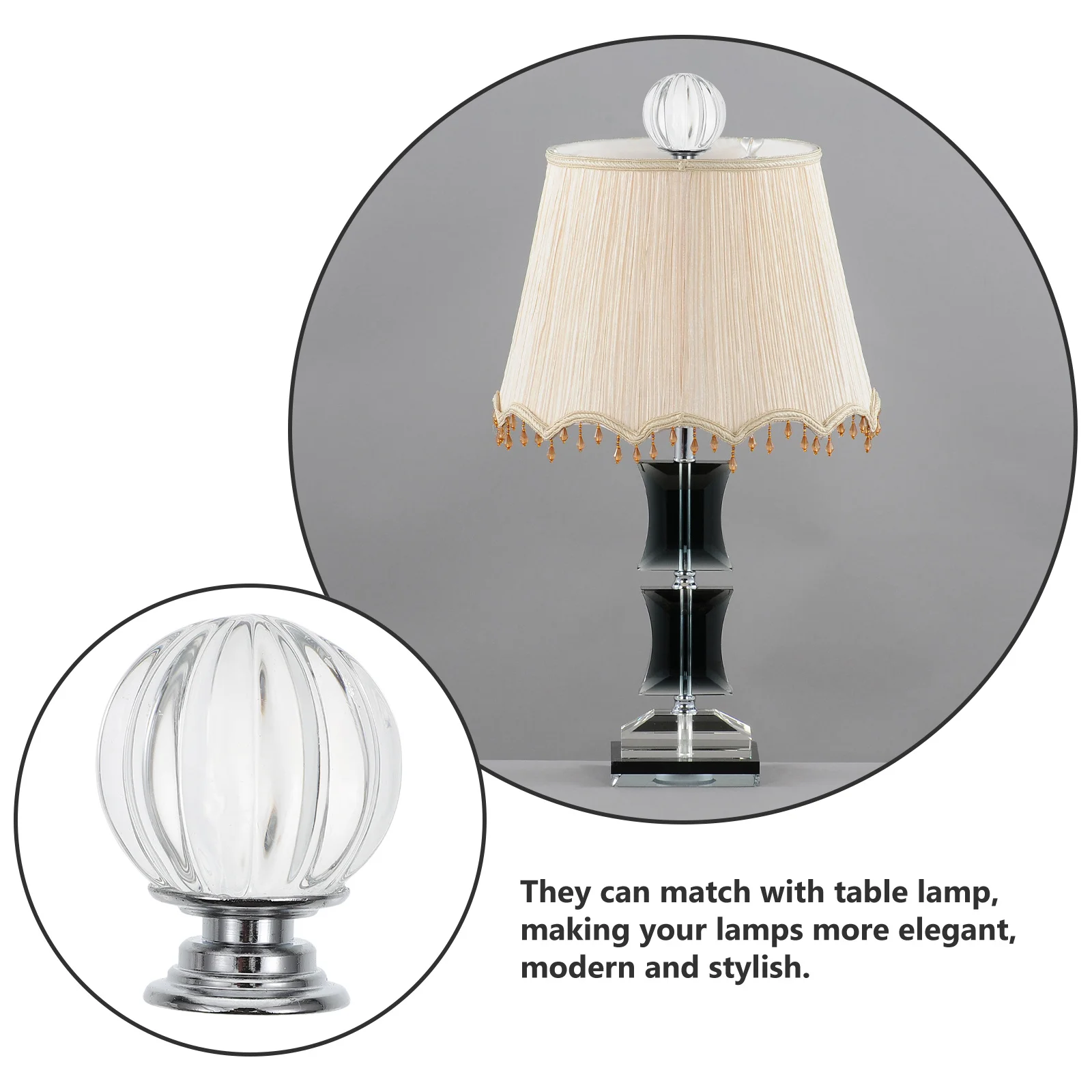

1Set Crystal Lampshade Finial Decorative Ball Head Lamp Accessory Stylish Light Finial Knob for Floor Table Lamp